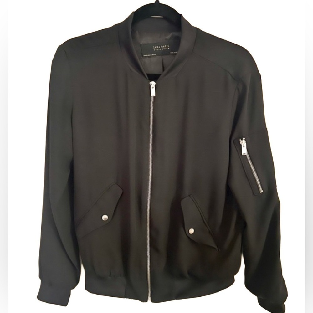 ZARA BASIC COLLECTION Black Bomber Jacket (US S)